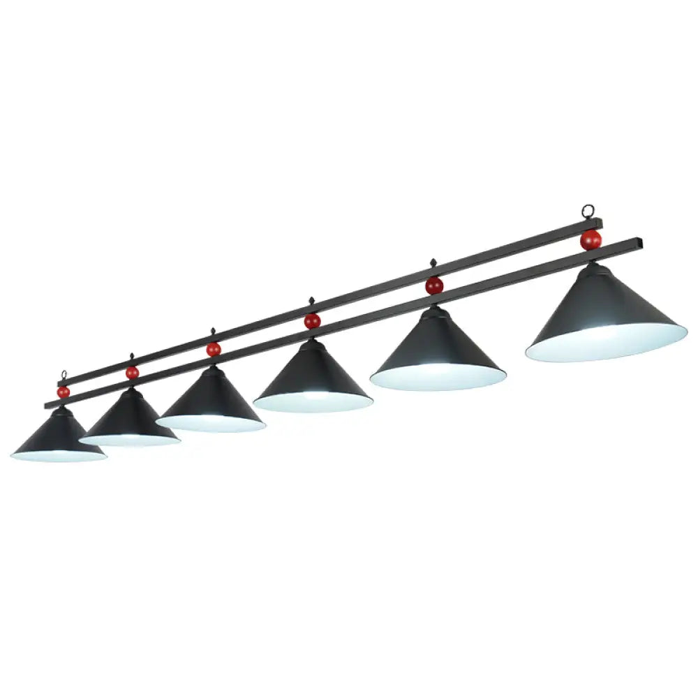 Country Style Billiard Chandelier - Metal Shade Bar Island Lighting Fixture 6 / Black