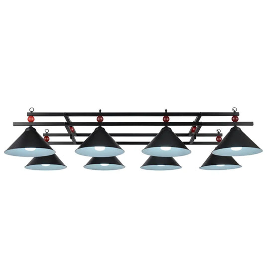 Country Style Billiard Chandelier - Metal Shade Bar Island Lighting Fixture 8 / Black