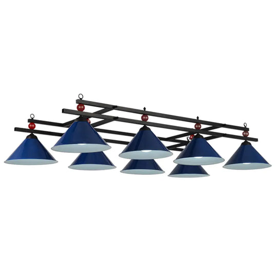 Country Style Billiard Chandelier - Metal Shade Bar Island Lighting Fixture 8 / Blue