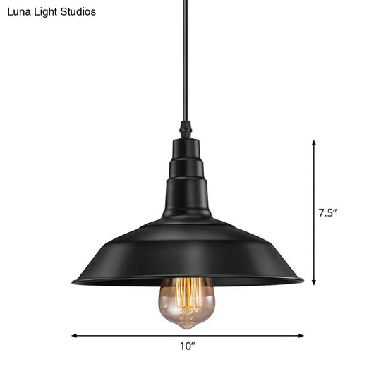 Country Style Metal Black Barn Pendant Ceiling Light With Plug-In Kitchen Bulb