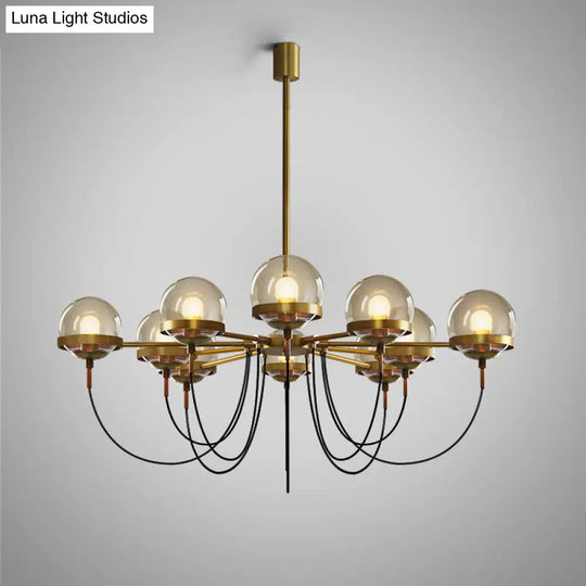 Rustic Cognac Glass Chandelier With Swoop Arm 10 / Bronze