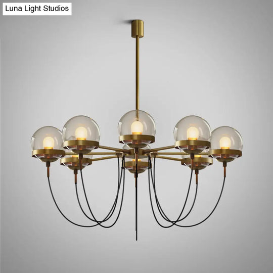 Rustic Cognac Glass Chandelier With Swoop Arm 8 / Bronze