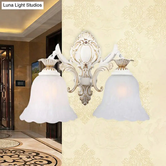 Country Style Frosted Glass Wall Lamp - Hallway Sconce Lighting Fixture