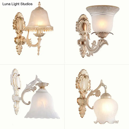 Country Style Frosted Glass Wall Lamp - Hallway Sconce Lighting Fixture