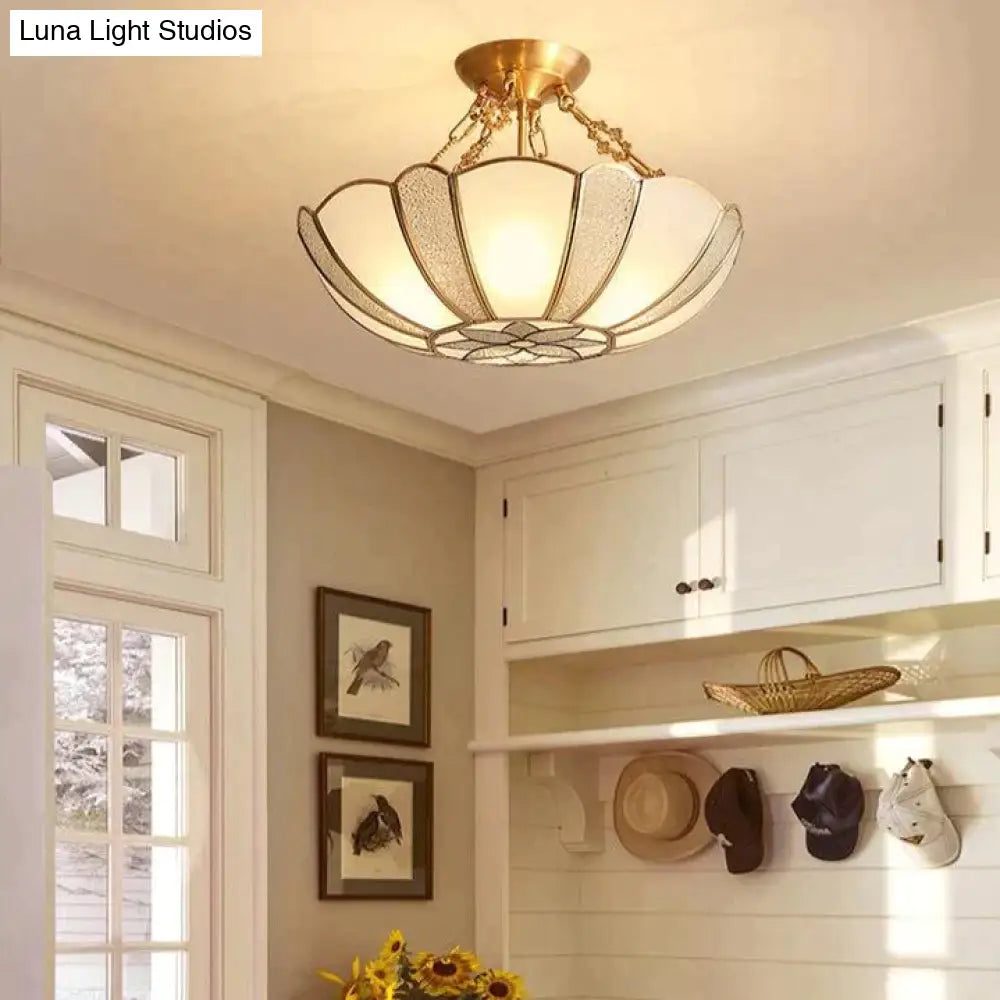 Country Style Room Living Copper Ceiling Lamp