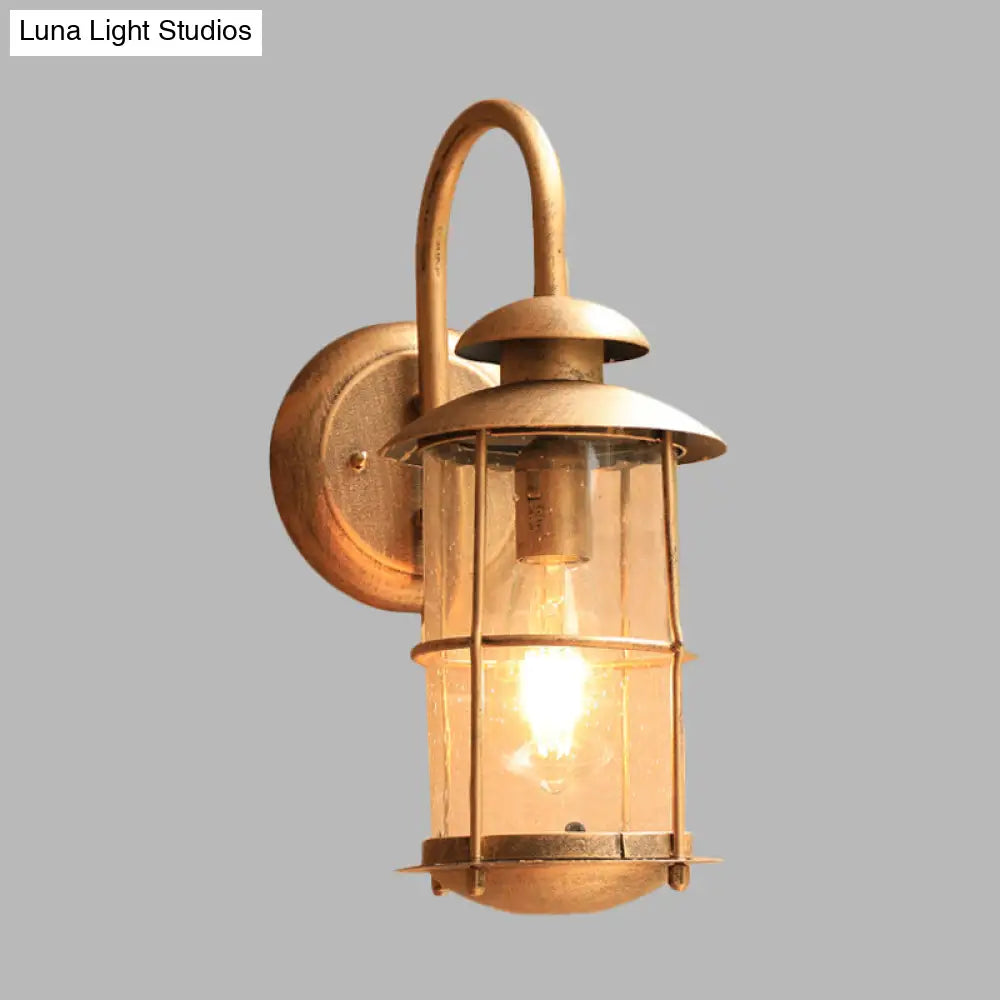 Country Water Glass Bamboo Shape Wall Light Fixture - Brass 1 Mounted Lamp