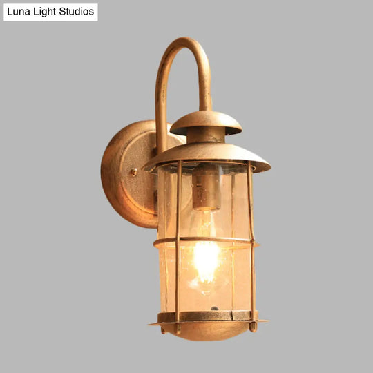 Country Water Glass Bamboo Shape Wall Light Fixture - Brass 1 Mounted Lamp