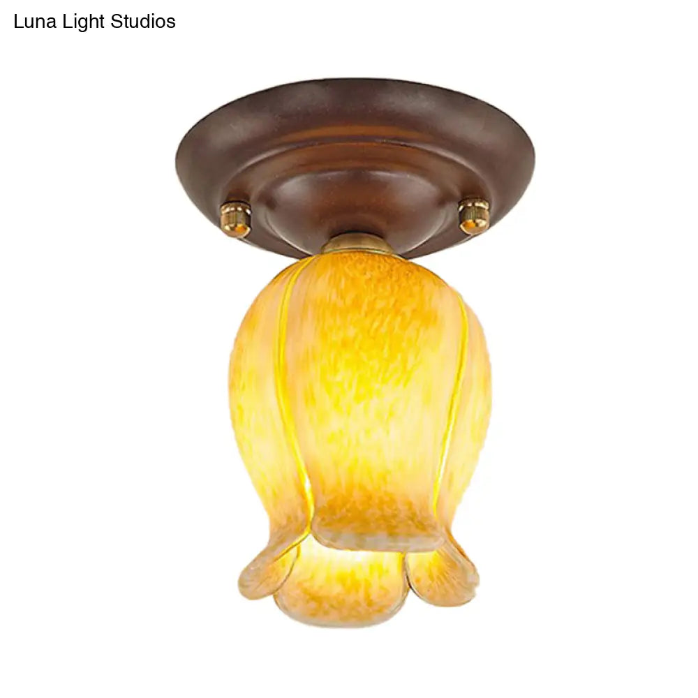 Countryside 1 - Light Metal Ceiling Lamp For Living Room Led Flush Mount Lighting - Lily/Tulip