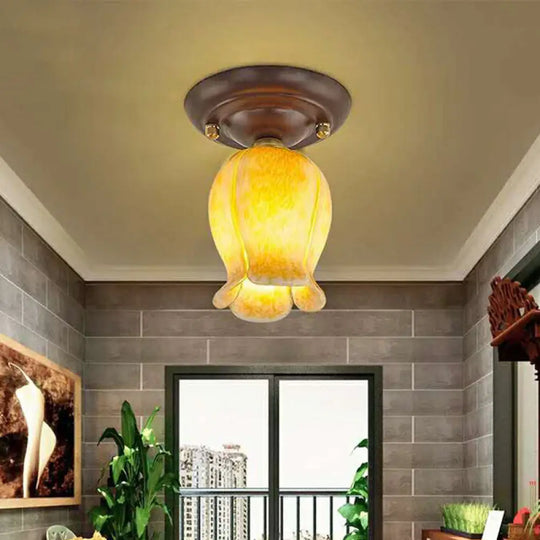 Countryside 1 - Light Metal Ceiling Lamp For Living Room Led Flush Mount Lighting - Lily/Tulip