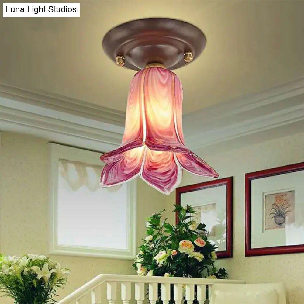 Countryside 1 - Light Metal Ceiling Lamp For Living Room Led Flush Mount Lighting - Lily/Tulip