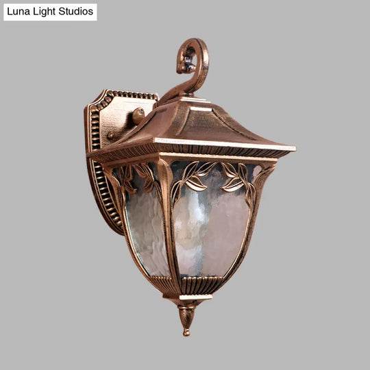 Countryside Acorn Courtyard Sconce: Clear Water Glass Brass Wall Mount Lamp