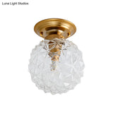 Countryside Blue/Clear/Smoke Gray Prismatic Glass Pine Cone Hallway Ceiling Lamp - Brass Flush