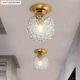 Countryside Blue/Clear/Smoke Gray Prismatic Glass Pine Cone Hallway Ceiling Lamp - Brass Flush