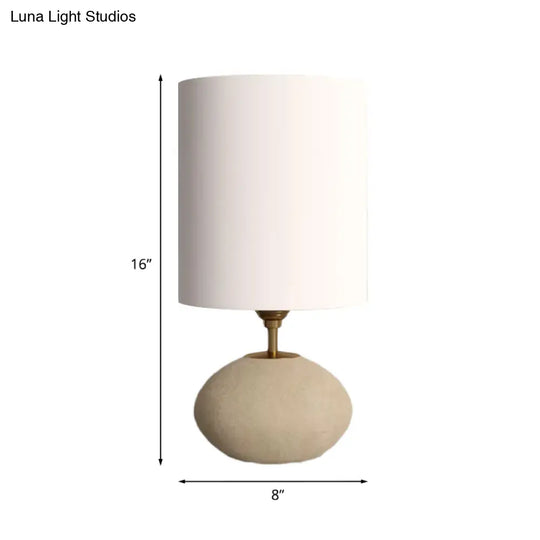 Countryside Fabric Table Lamp With Stone Base - 1 Bulb Light-Khaki For Living Room Nightstand