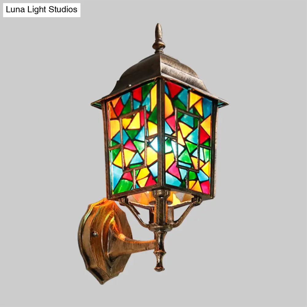 Countryside Metal Birdcage Wall Sconce - Brass 1-Light Outdoor Lamp