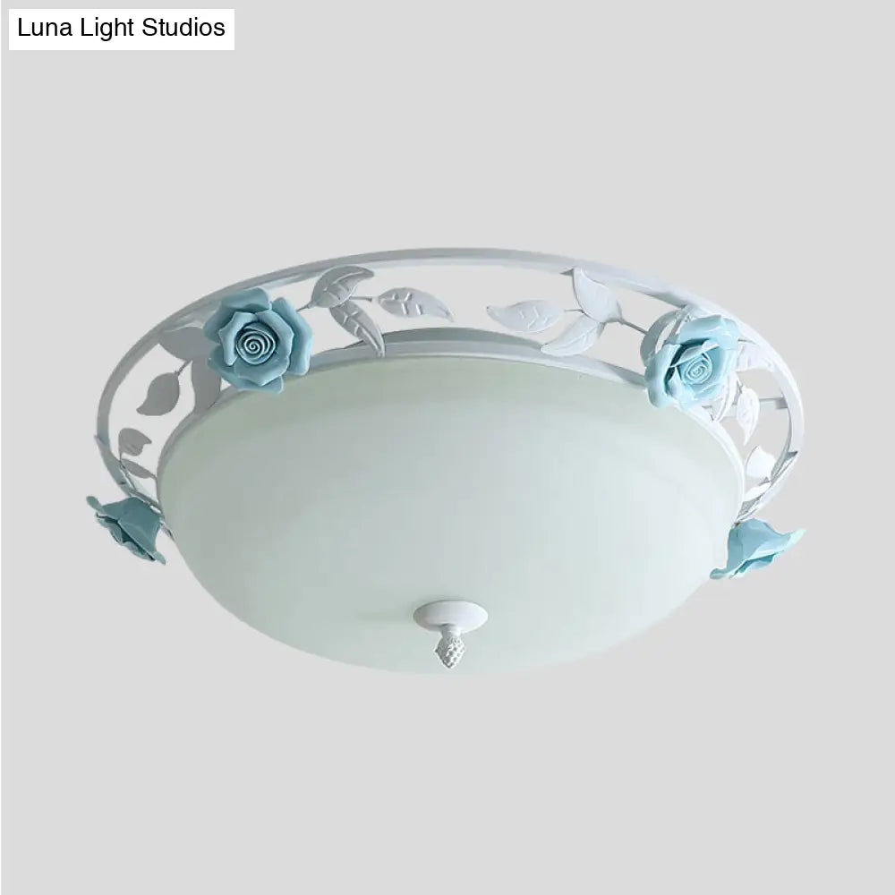 Countryside Metal Led White Flush Mount Light Fixture - 16’/19.5’ Width Dome Ceiling Lighting