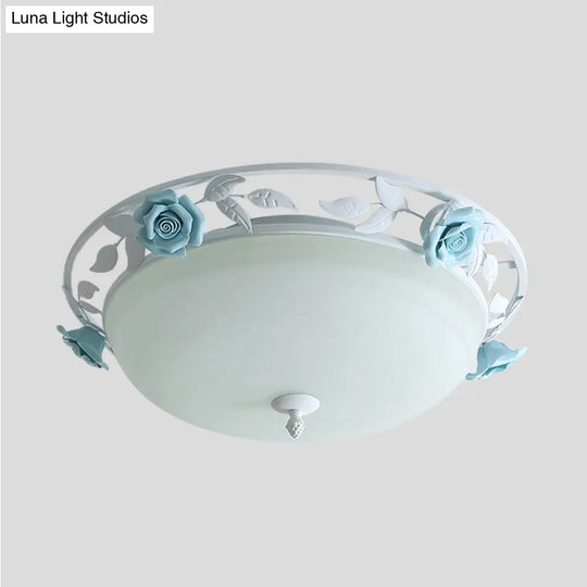 Countryside Metal Led White Flush Mount Light Fixture - 16’/19.5’ Width Dome Ceiling Lighting