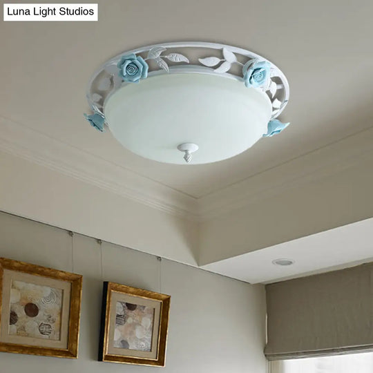 Countryside Metal Led White Flush Mount Light Fixture - 16/19.5 Width Dome Ceiling Lighting For