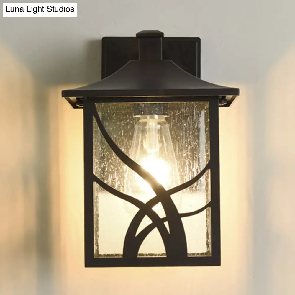 Courtyard Sconce Lodge - Open Bottom Clear Glass 1-Light Dark Coffee Wall Light