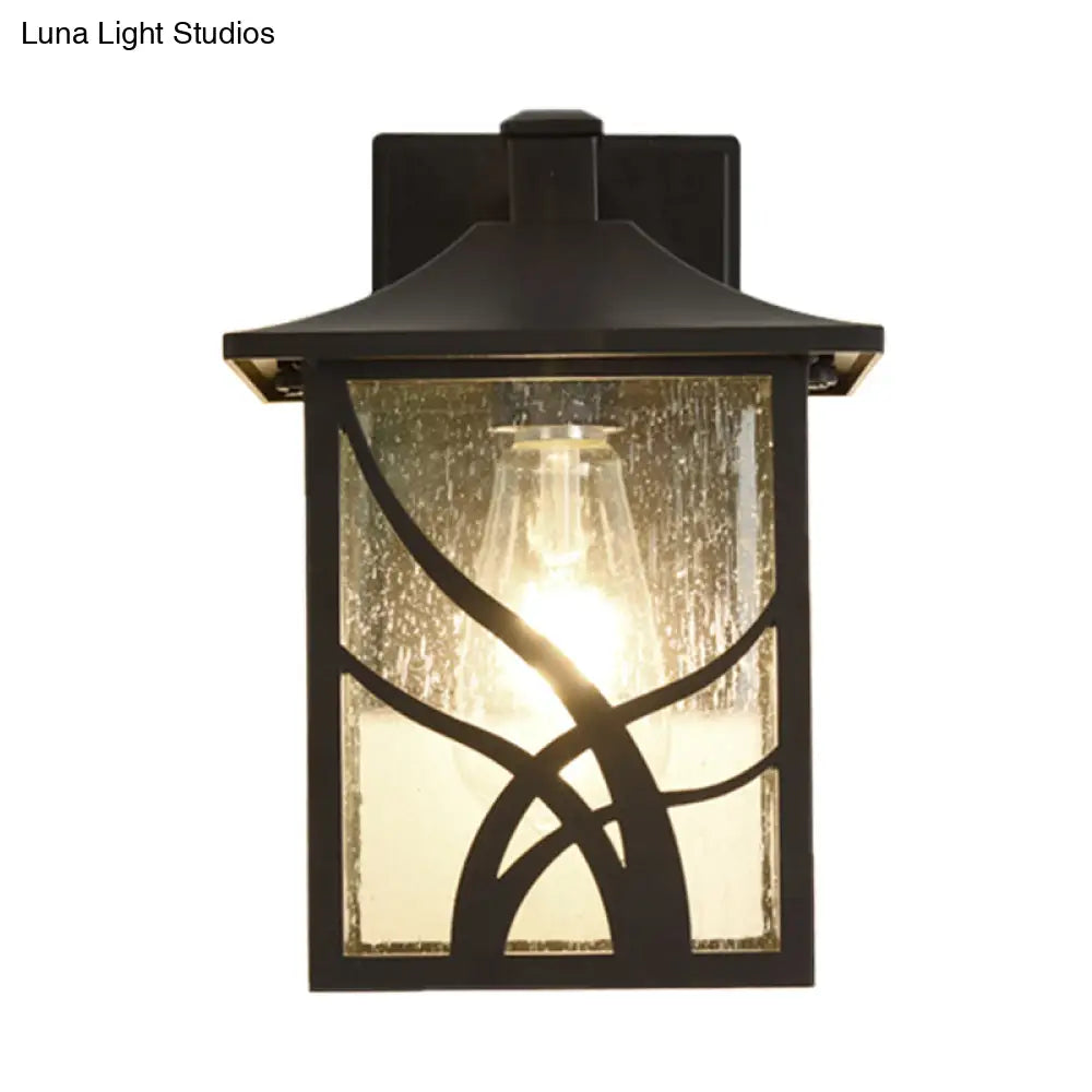 Courtyard Sconce Lodge - Open Bottom Clear Glass 1-Light Dark Coffee Wall Light