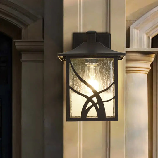 Courtyard Sconce Lodge - Open Bottom Clear Glass 1-Light Dark Coffee Wall Light