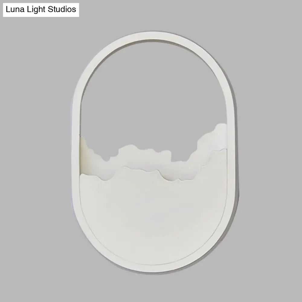 Cracked Design Led Oval Wall Sconce In Warm/White/Natural Light - Modern Aluminum White Lamp