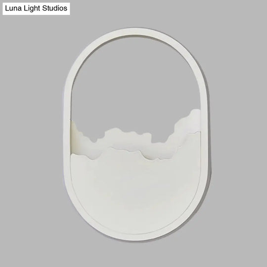 Cracked Design Led Oval Wall Sconce In Warm/White/Natural Light - Modern Aluminum White Lamp