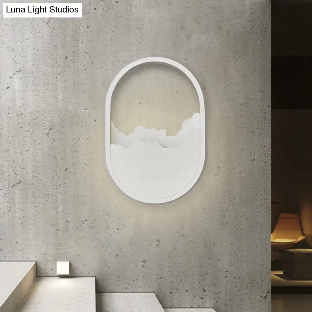 Cracked Design Led Oval Wall Sconce In Warm/White/Natural Light - Modern Aluminum White Lamp