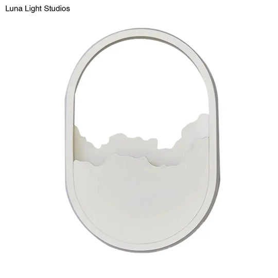 Cracked Design Led Oval Wall Sconce In Warm/White/Natural Light - Modern Aluminum White Lamp