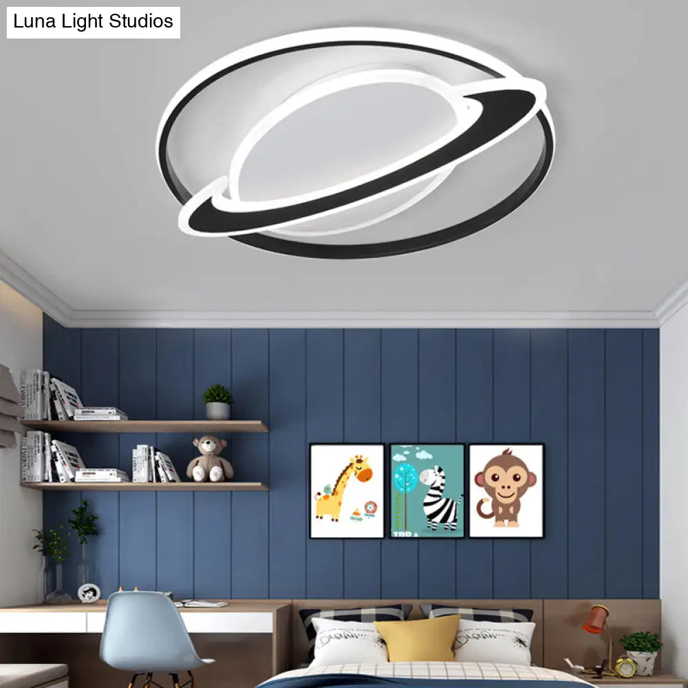 Creative Acrylic Led Flush Mount Ceiling Light For Boys Bedroom Black / 16.5 White