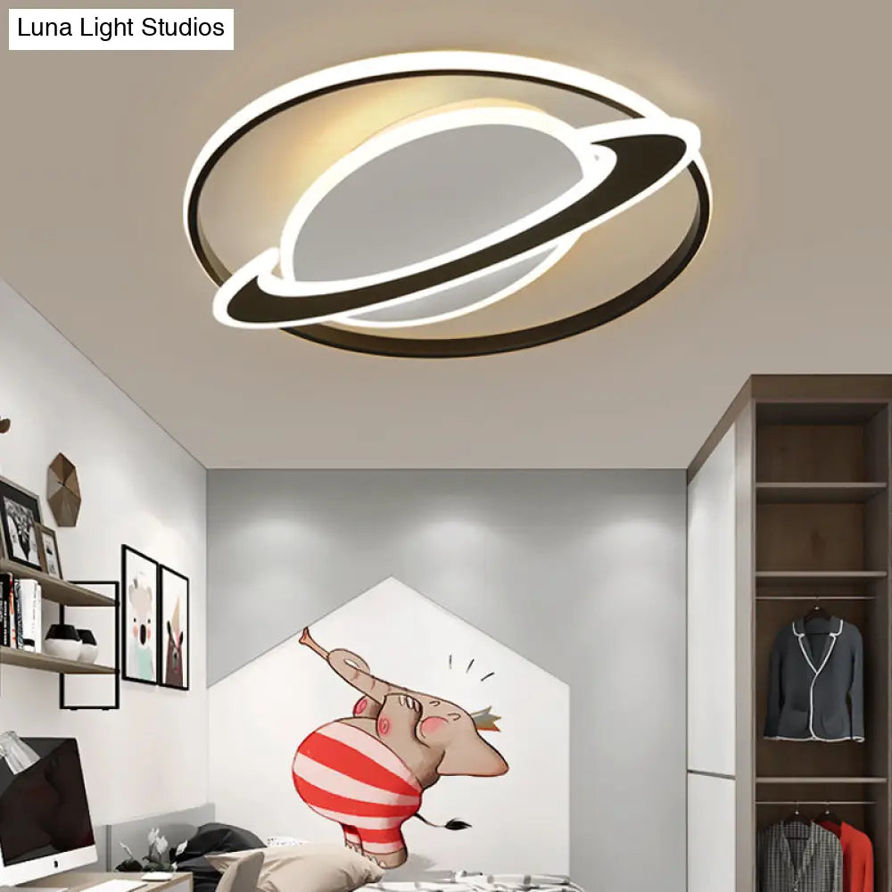 Creative Acrylic Led Flush Mount Ceiling Light For Boys Bedroom Black / 16.5 Warm