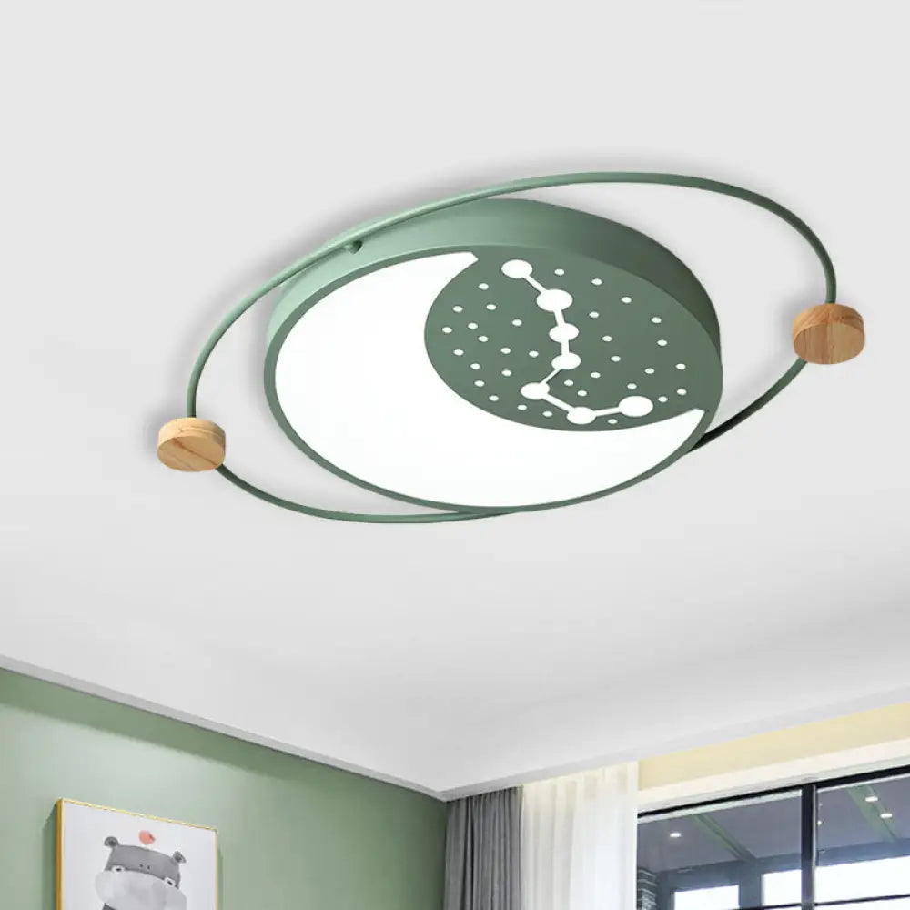 Creative Acrylic Led Flushmount Lighting: Gray/Green/White Ceiling Light With Star Pattern Green