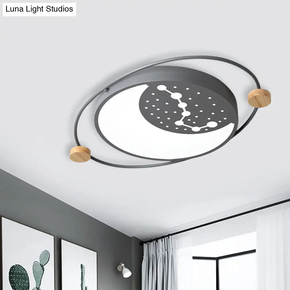 Creative Acrylic Led Flushmount Lighting: Gray/Green/White Ceiling Light With Star Pattern
