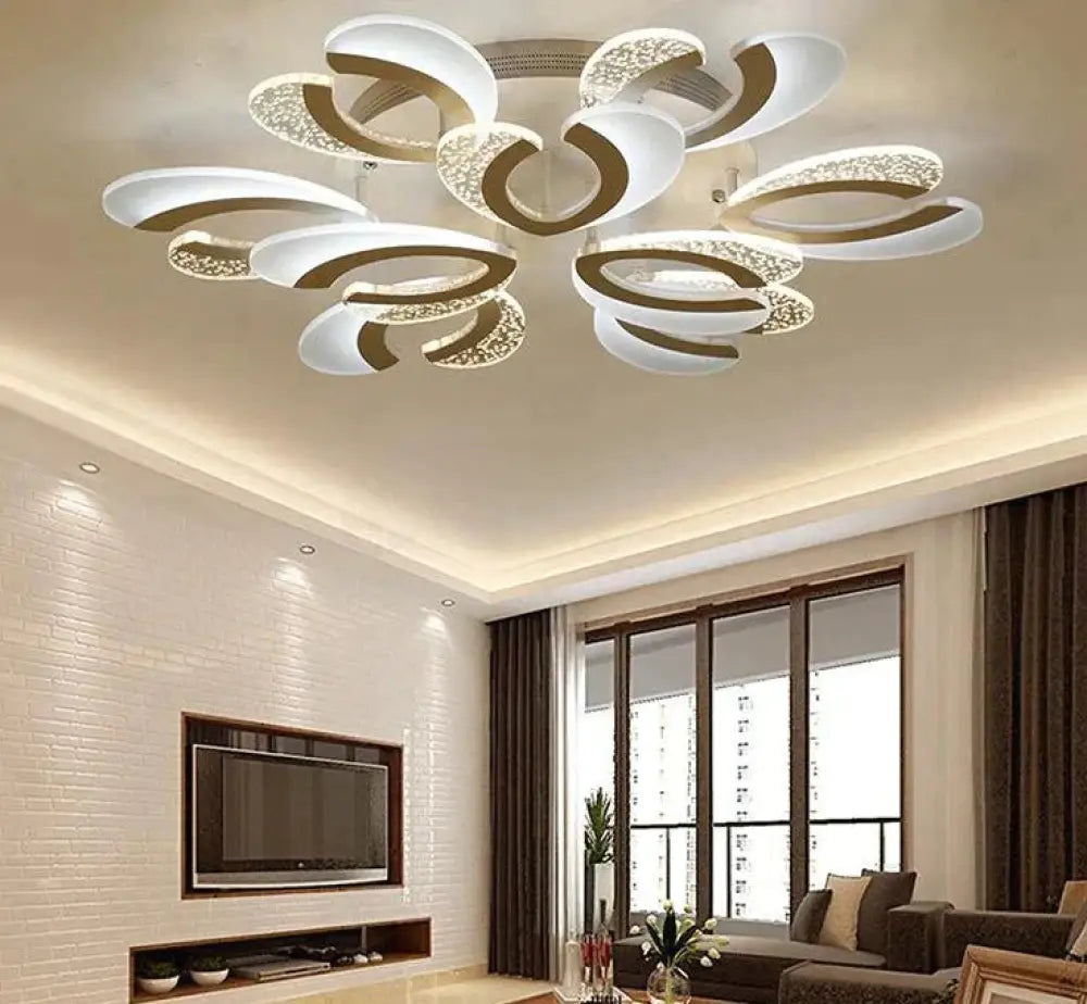 Creative Acrylic New Living Room Led Ceiling Three-Color Light / 9 Heads 80Cm*12Cm