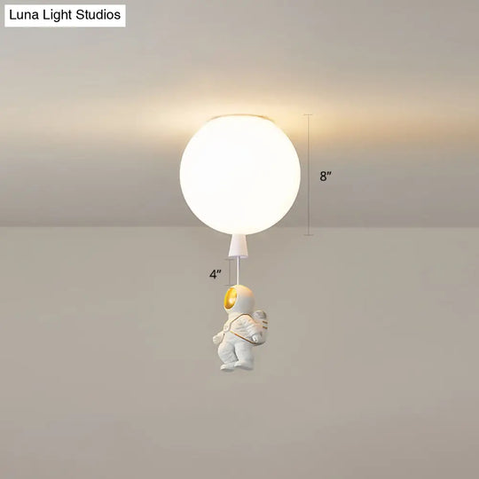 Creative Astronaut Themed Balloon Ceiling Mount Light Silica Gel 1-Bulb Bedroom Flush White / 8 B