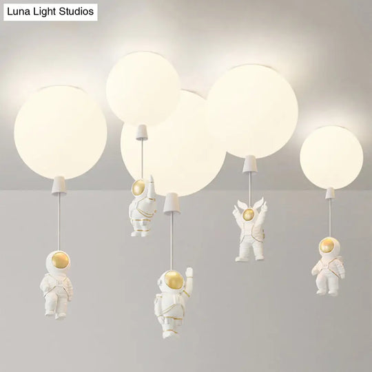 Creative Astronaut Themed Balloon Ceiling Mount Light Silica Gel 1 - Bulb Bedroom Flush