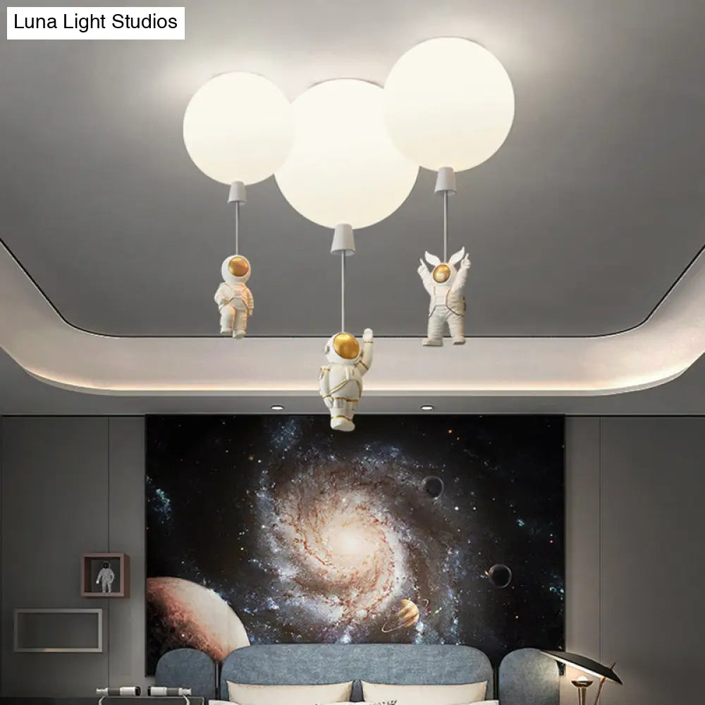 Creative Astronaut Themed Balloon Ceiling Mount Light Silica Gel 1 - Bulb Bedroom Flush