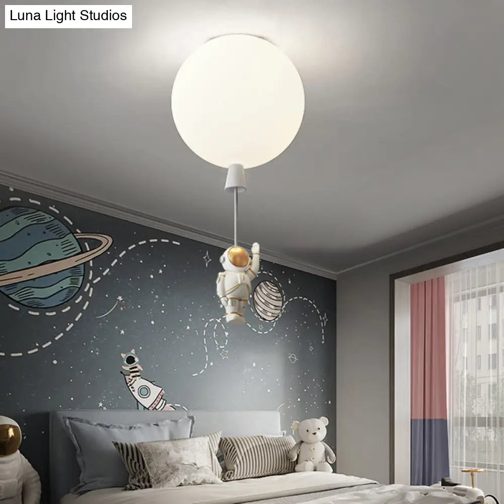 Creative Astronaut Themed Balloon Ceiling Mount Light Silica Gel 1 - Bulb Bedroom Flush