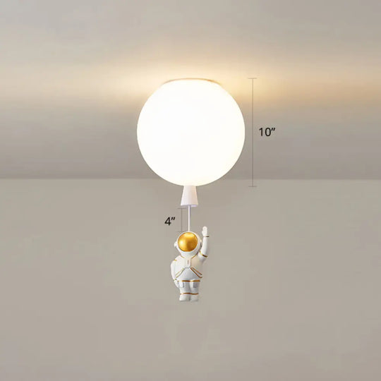 Creative Astronaut Themed Balloon Ceiling Mount Light Silica Gel 1 - Bulb Bedroom Flush White /