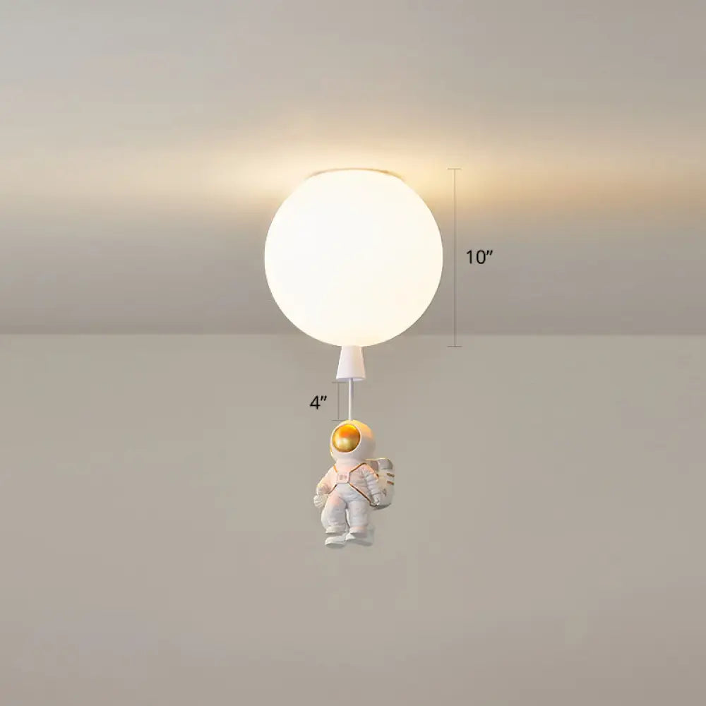 Creative Astronaut Themed Balloon Ceiling Mount Light Silica Gel 1 - Bulb Bedroom Flush White /