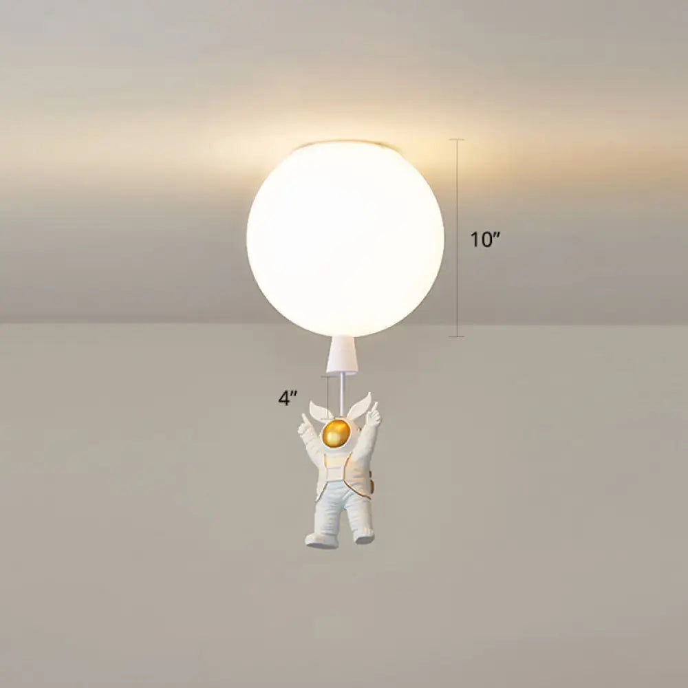 Creative Astronaut Themed Balloon Ceiling Mount Light Silica Gel 1 - Bulb Bedroom Flush White /