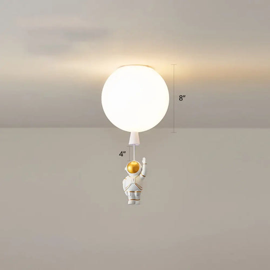 Creative Astronaut Themed Balloon Ceiling Mount Light Silica Gel 1 - Bulb Bedroom Flush White / 8’ A