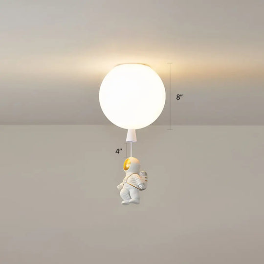 Creative Astronaut Themed Balloon Ceiling Mount Light Silica Gel 1 - Bulb Bedroom Flush White / 8’ B