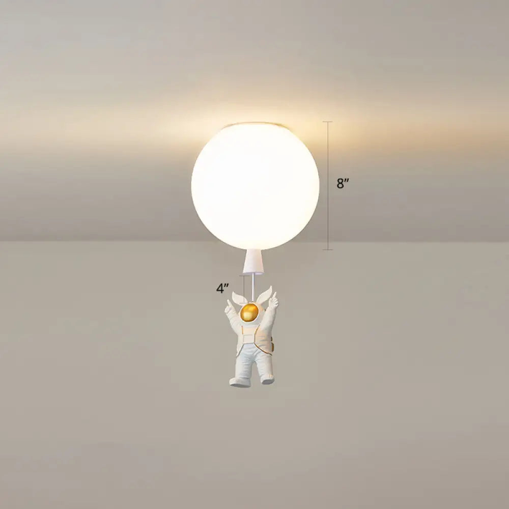 Creative Astronaut Themed Balloon Ceiling Mount Light Silica Gel 1 - Bulb Bedroom Flush White / 8’ C