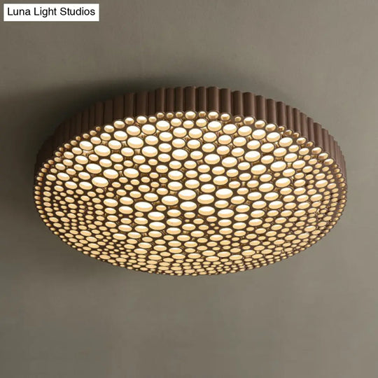 Creative Bedroom Shine: Simple Led Metal Circle Flush Mount Ceiling Light Coffee / 14