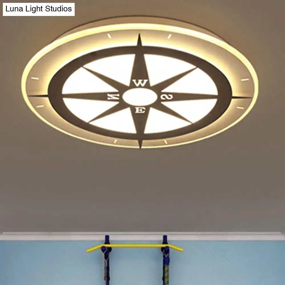 Creative Compass Flushmount Light - White Acrylic Ceiling Fixture For Children Room Nursing Rooms