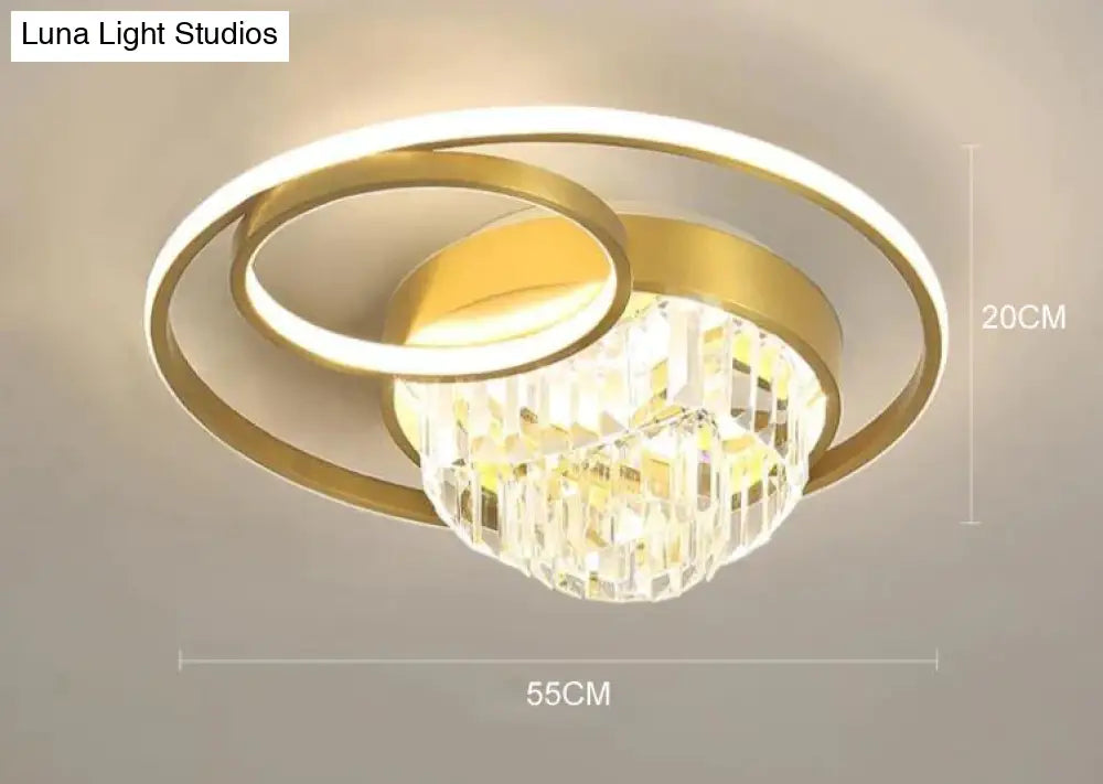 Creative Crystal Light In The Bedroom Copper Ceiling Lamp