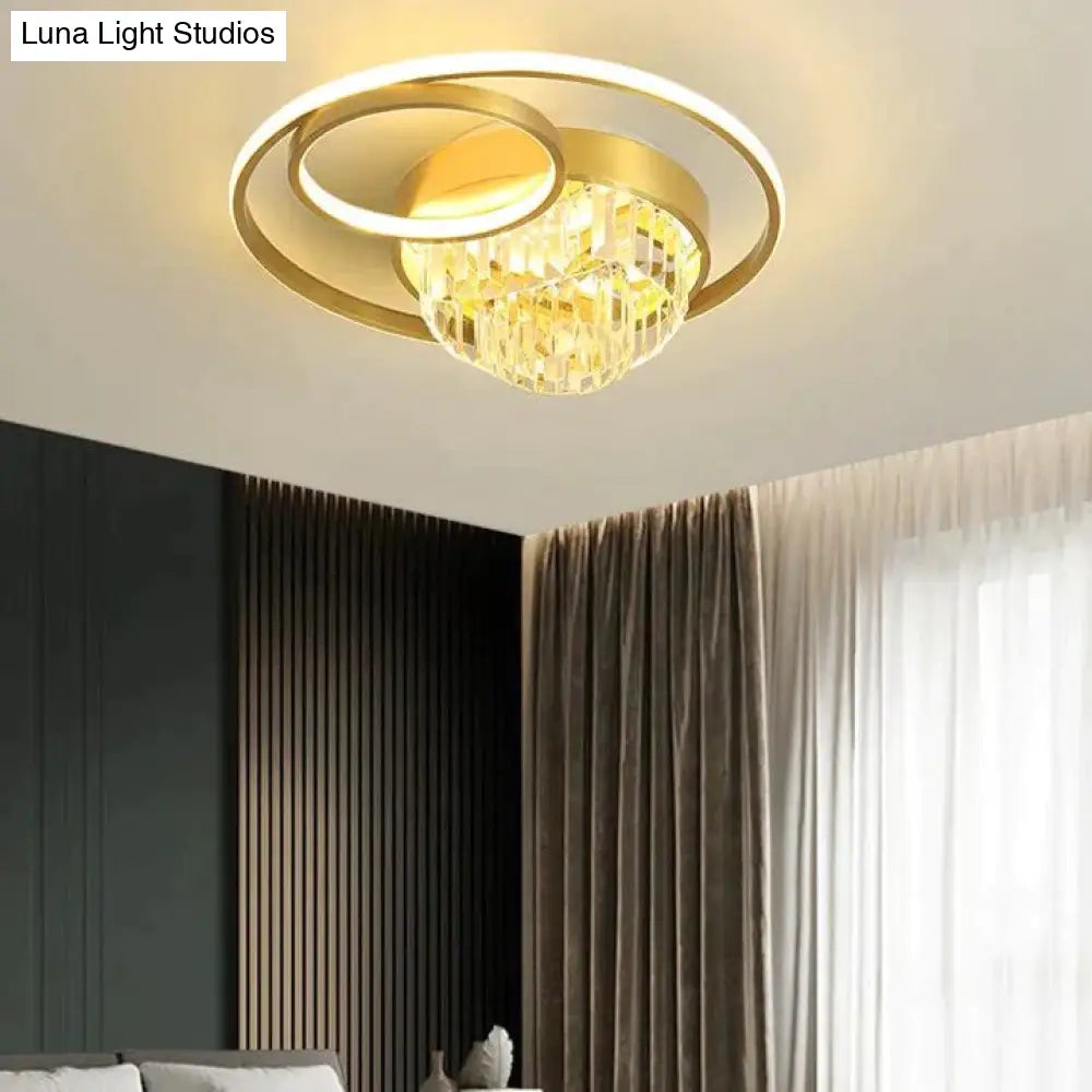 Creative Crystal Light In The Bedroom Copper Ceiling Lamp