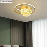 Creative Crystal Light In The Bedroom Copper Ceiling Lamp