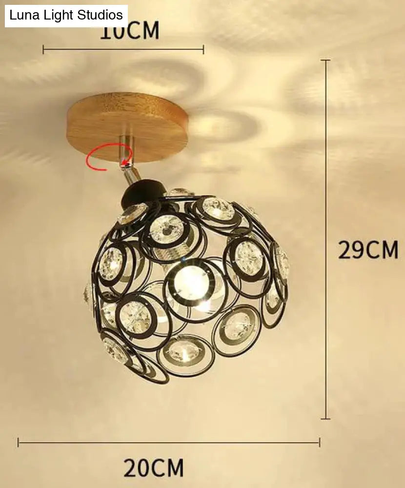 Creative Crystal Minimalist Ceiling Light Single Wall Lamp Bedroom European Iron Crystal Decor Lamps